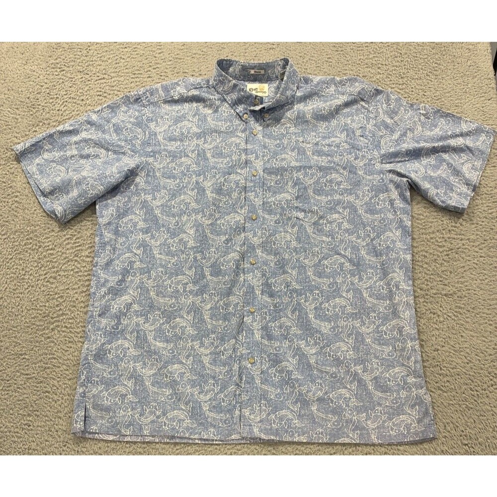 Reyn Spooner Shirt Mens 3XL Blue Aqua Koi Fish Hawaiian Tropical Classic